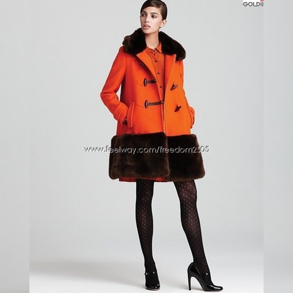 NWOT Kate Spade Allie Faux Fur Trimmed Duffel Coat - Picture 6 of 14